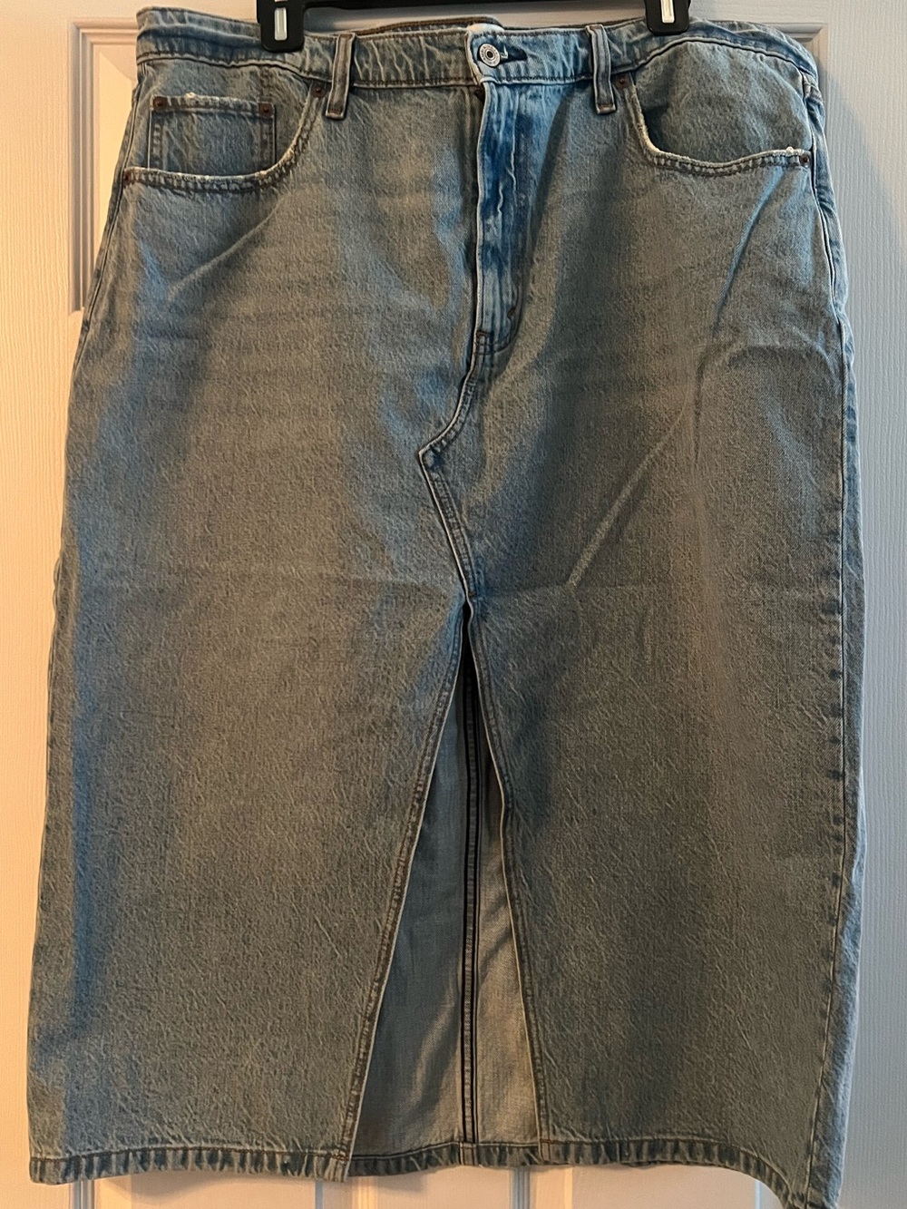 Abercrombie & Fitch Light Blue Denim Midi Skirt